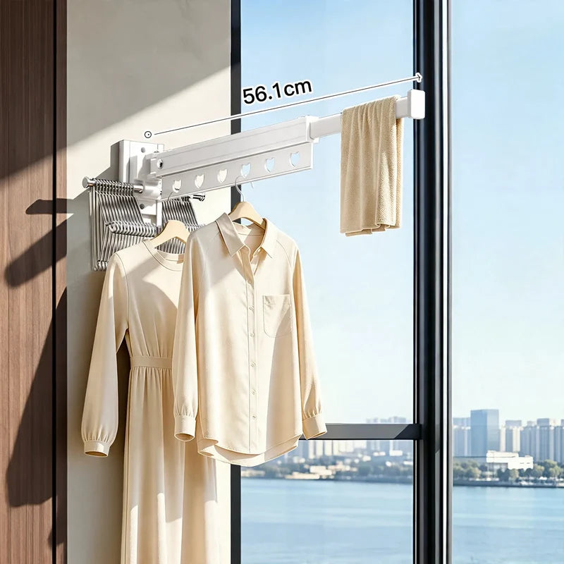 Clothes Drying Rod Wall-Mounted Aluminum Foldable