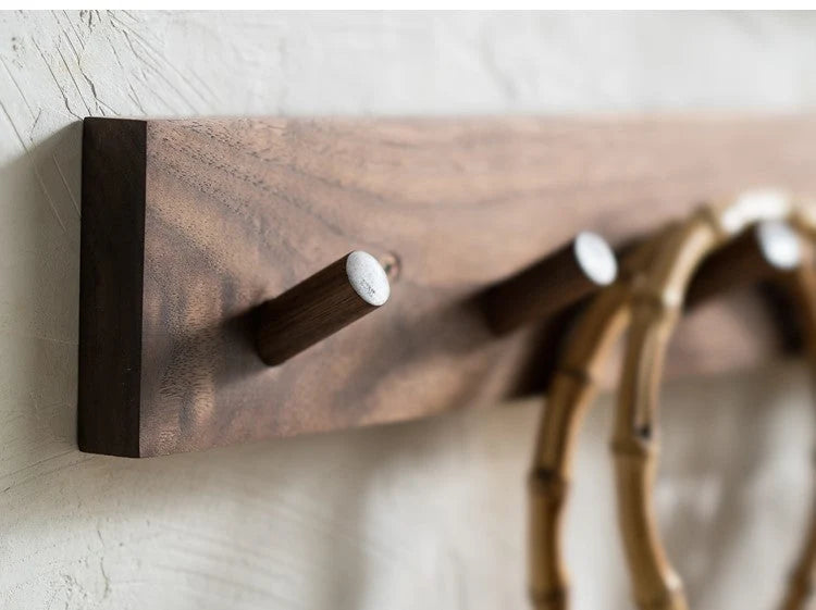 Coat Rack Solid Wood Rounded Peg Hooks
