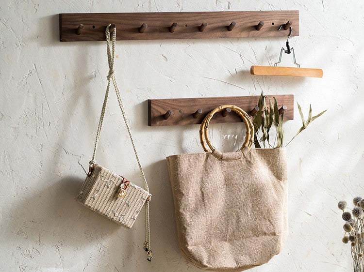 Coat Rack Solid Wood Rounded Peg Hooks