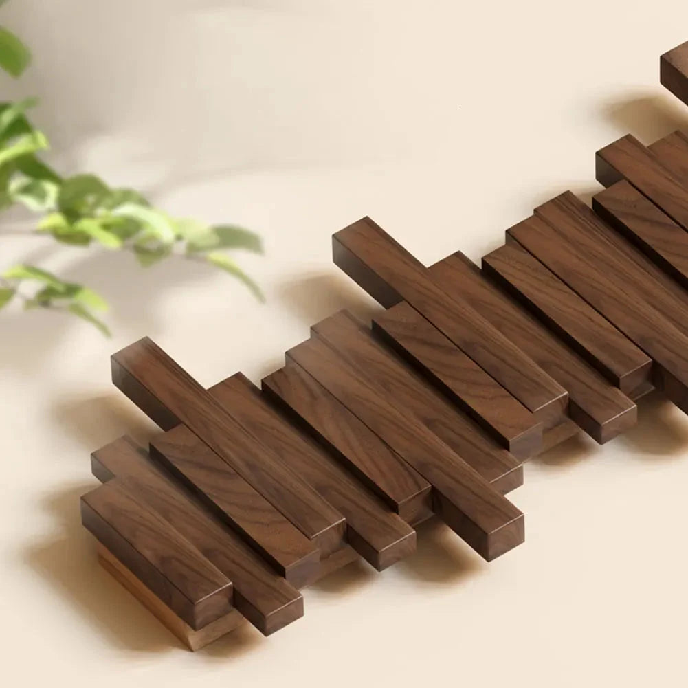 Coat Rack Wall-Mounted Wooden Folding Hooks