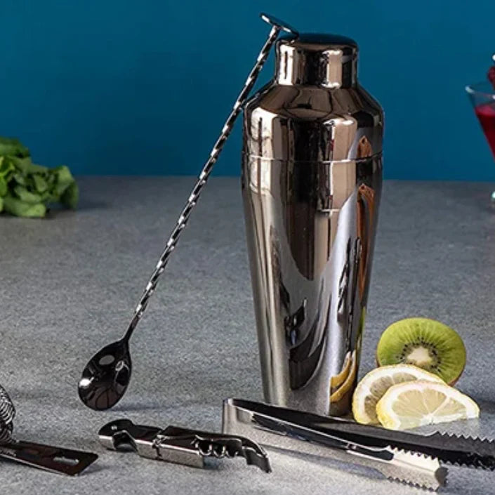 Cocktail Shaker Set Stainless Steel 10-Piece with Storage Stand