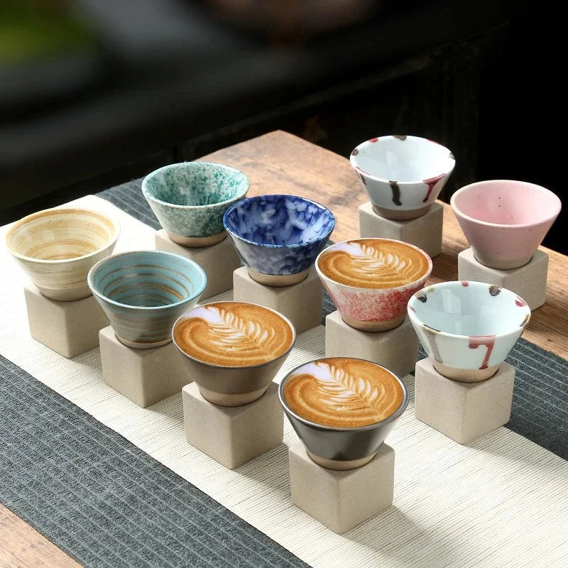 Coffee Cups Ceramic Set of 2 With Holder