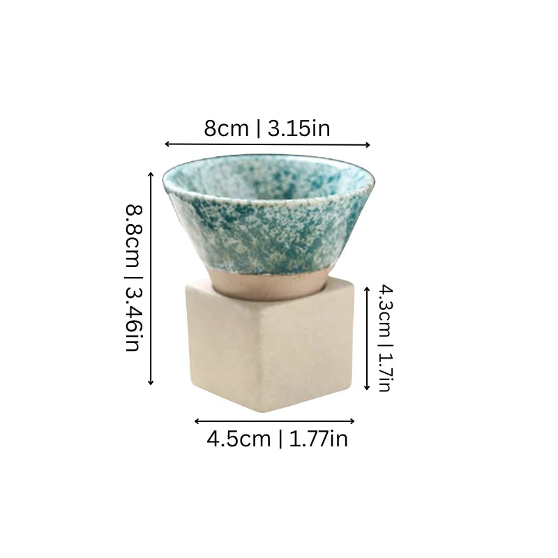 Coffee Cups Ceramic Set of 2 With Holder