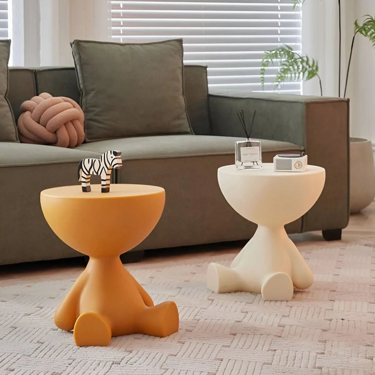 Coffee Table Round Plastic Space-Saving Design