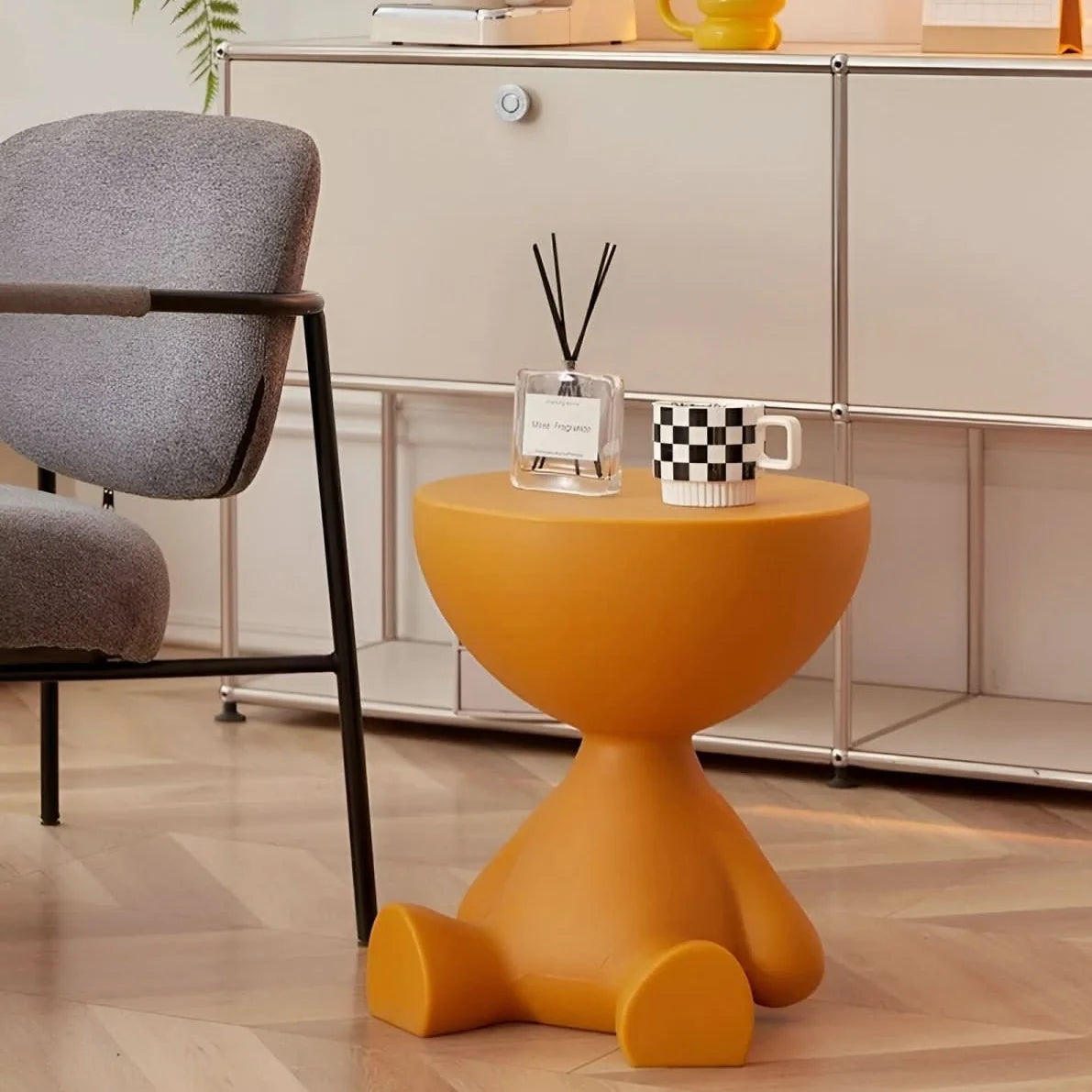 Coffee Table Round Plastic Space-Saving Design