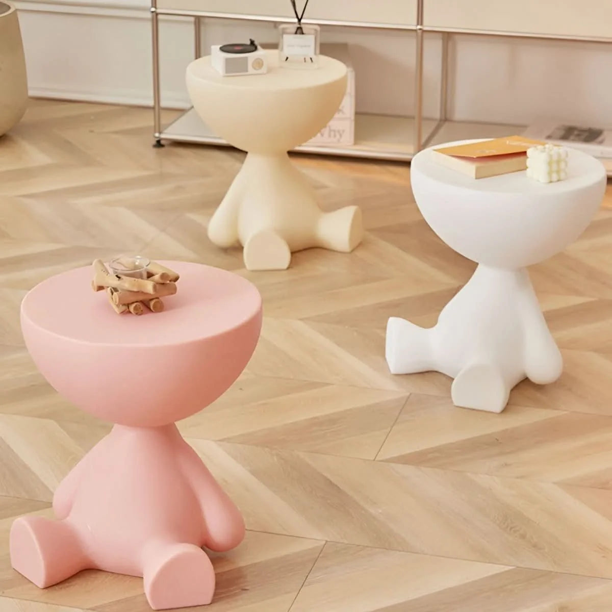 Coffee Table Round Plastic Space-Saving Design