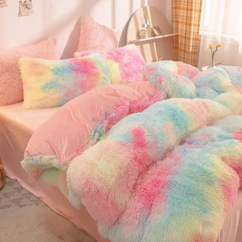 Comforter Set Plush Sherpa Fleece Machine-Washable Hidden Zipper