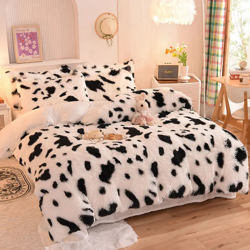 Comforter Set Plush Sherpa Fleece Machine-Washable Hidden Zipper
