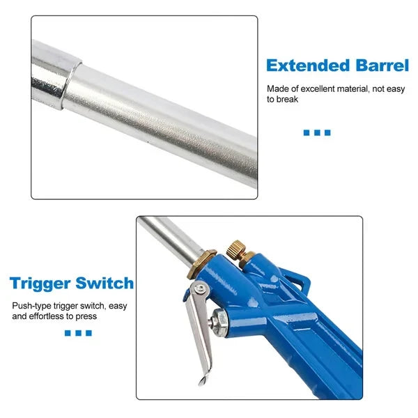 Compressed Air Blow Gun Long Nozzle Brass Tip Hose