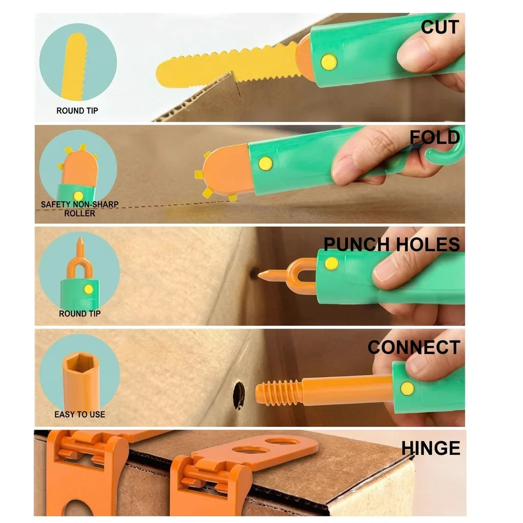 Construction Kit for Kids Cardboard STEM Set of 100 With Tools