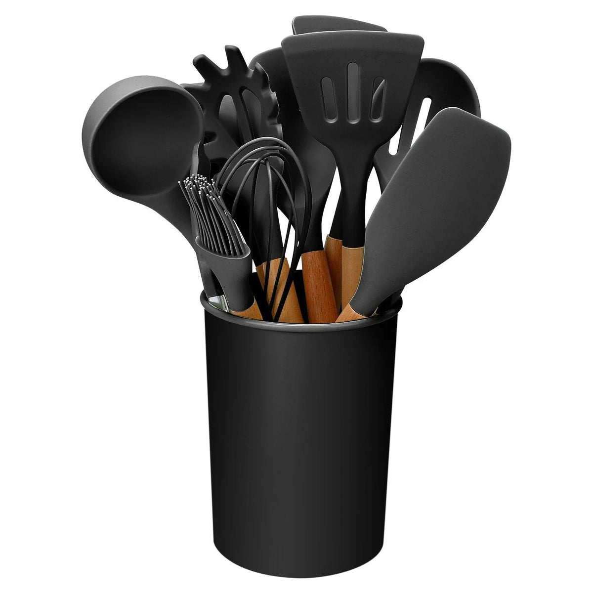 Cooking Utensil Set Silicone Wooden Handles Set of 11