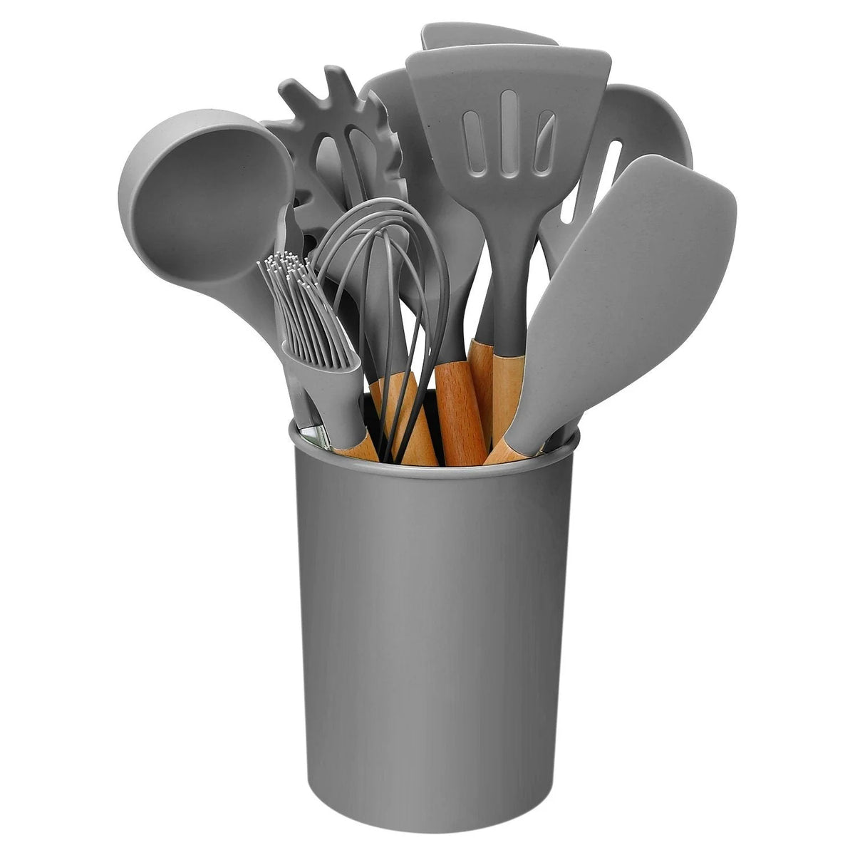 Cooking Utensil Set Silicone Wooden Handles Set of 11