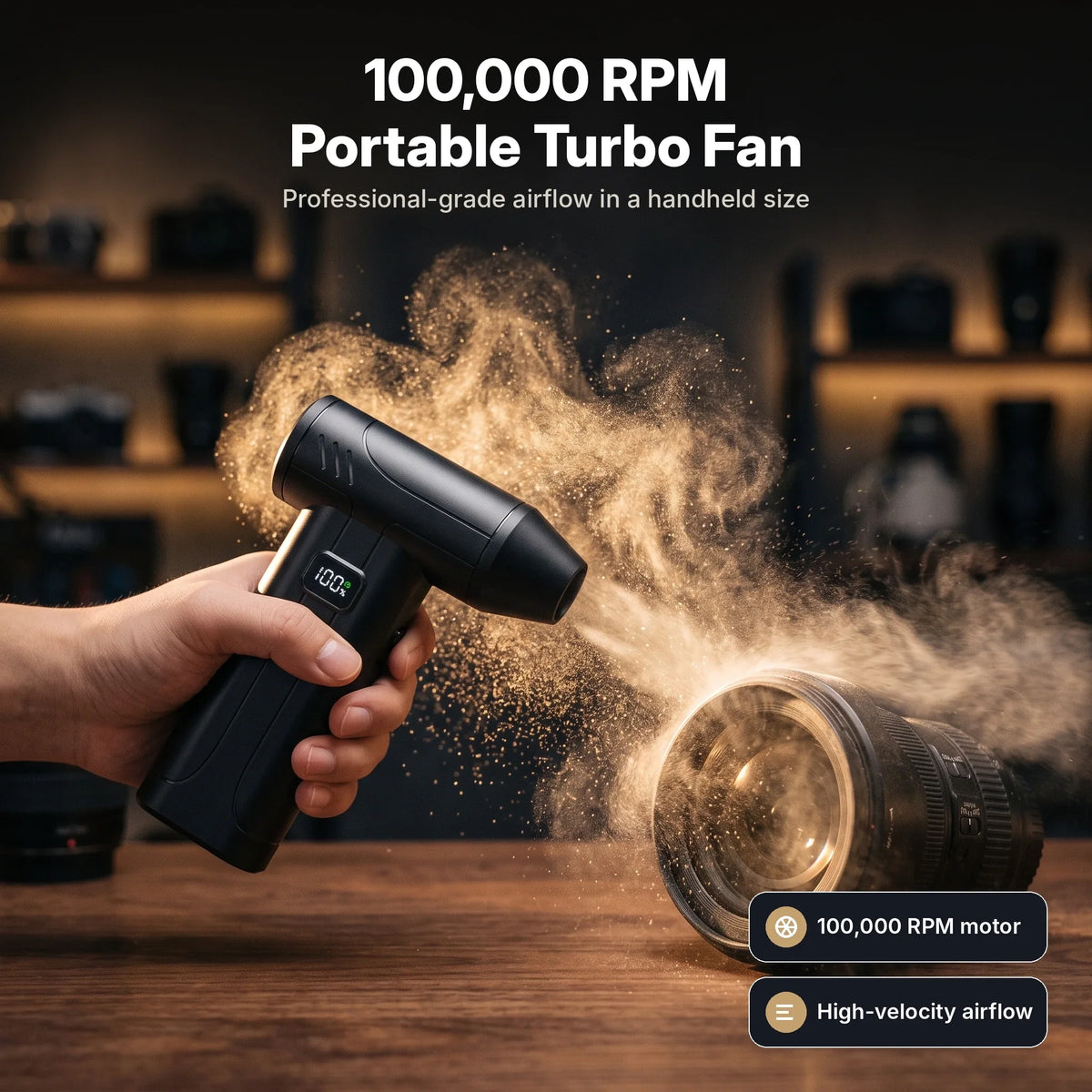Cordless Air Duster 100,000 RPM LED Light Rechargeable