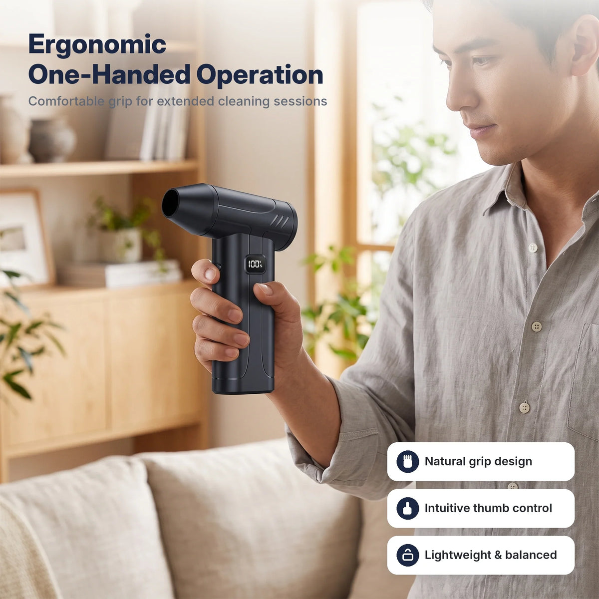 Cordless Air Duster 100,000 RPM LED Light Rechargeable