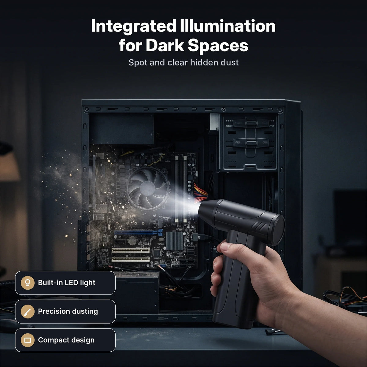 Cordless Air Duster 100,000 RPM LED Light Rechargeable