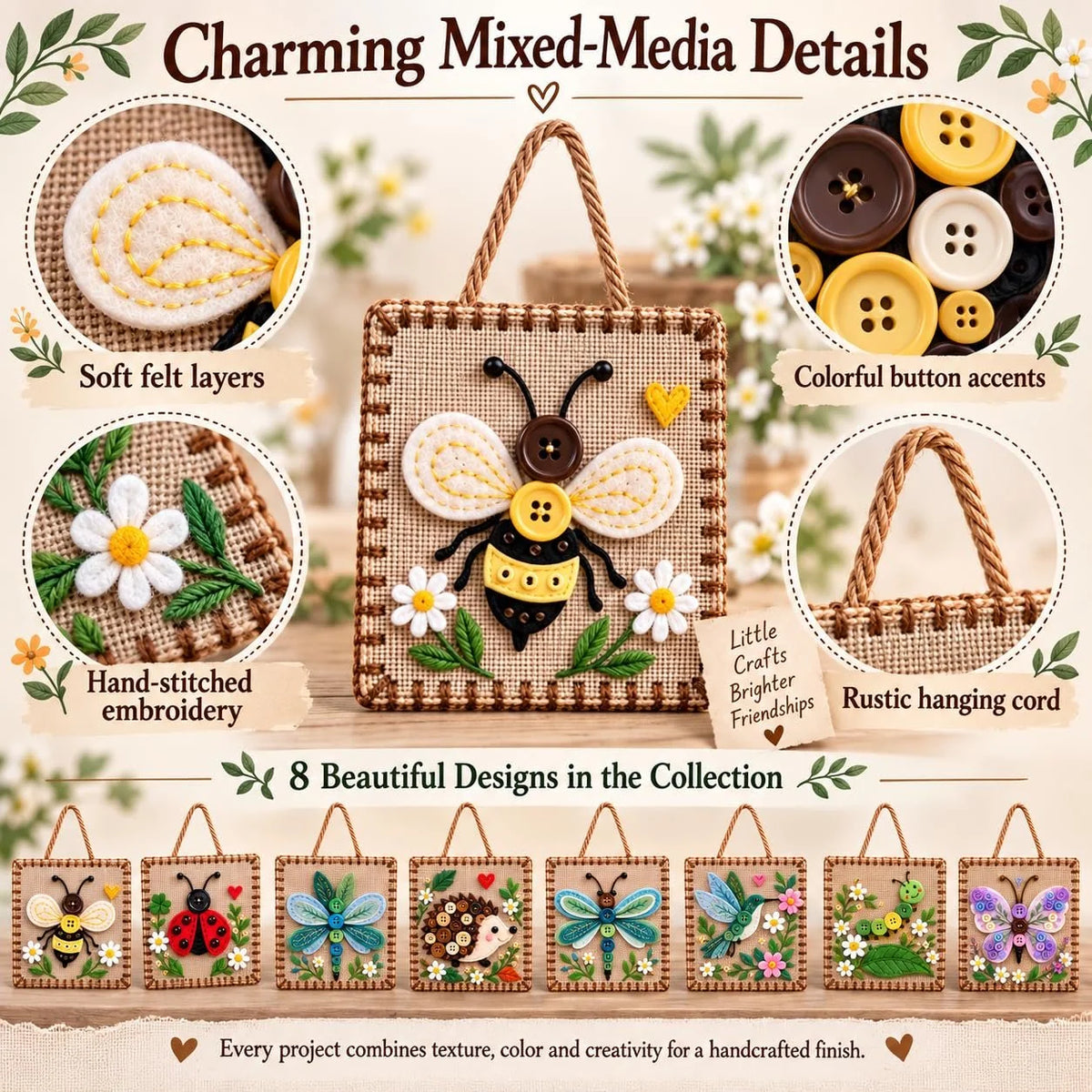 Craft Kit Felt & Button Wildlife Designs
