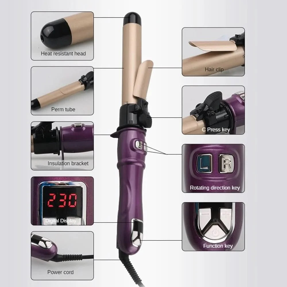 Curling Iron Cordless Automatic Ceramic-Coated Digital Temperature Control