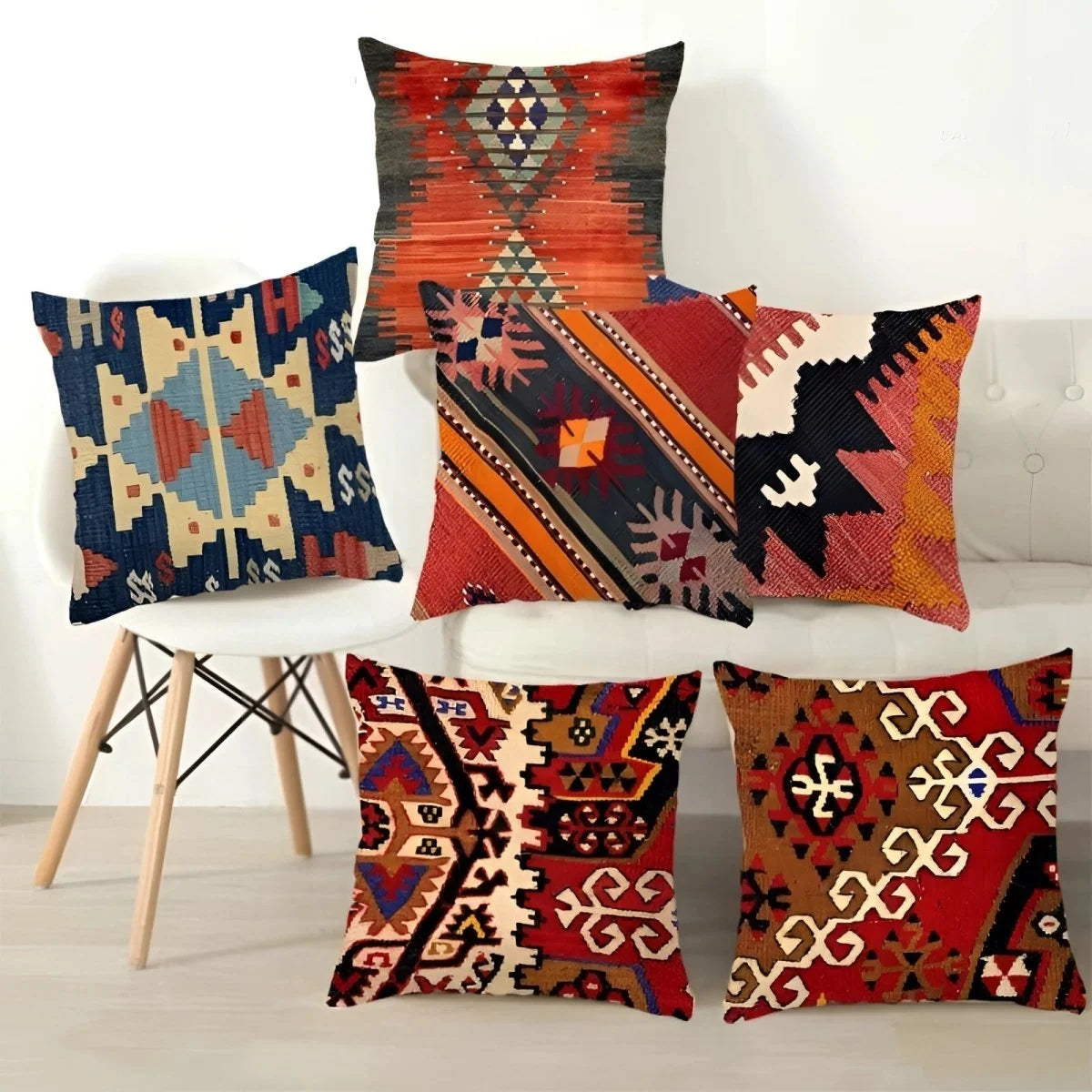 Cushion Cover Boho Pattern Polyester 17.7 Inch Square
