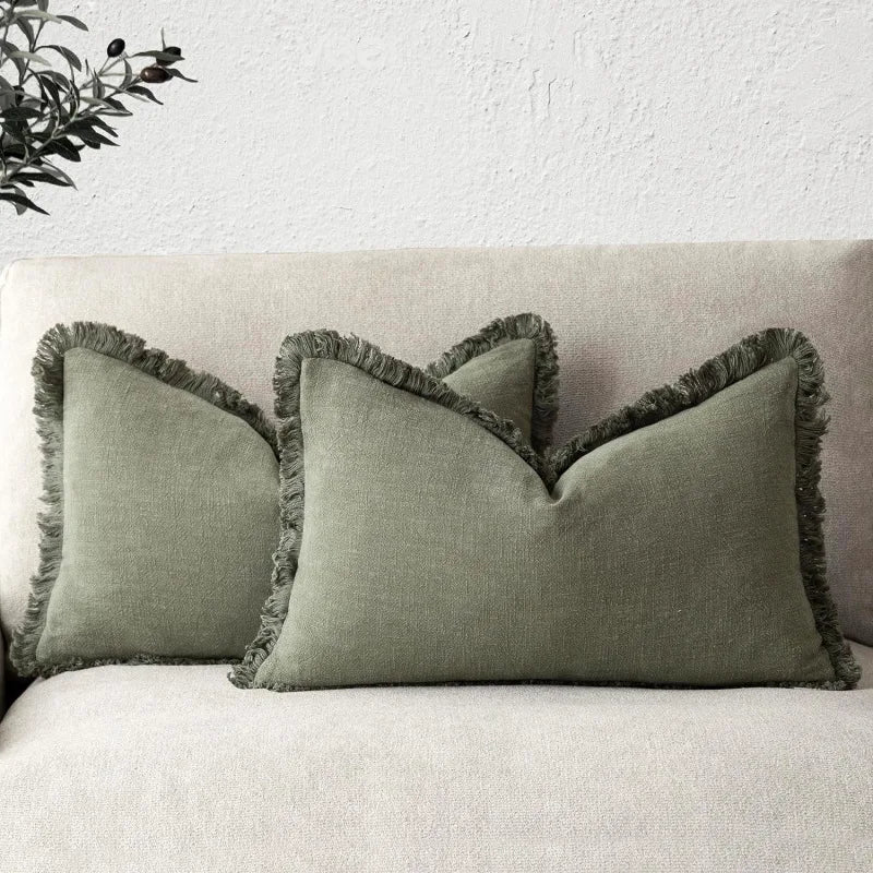 Cushion Cover Set Cotton-Linen Blend Set of 2