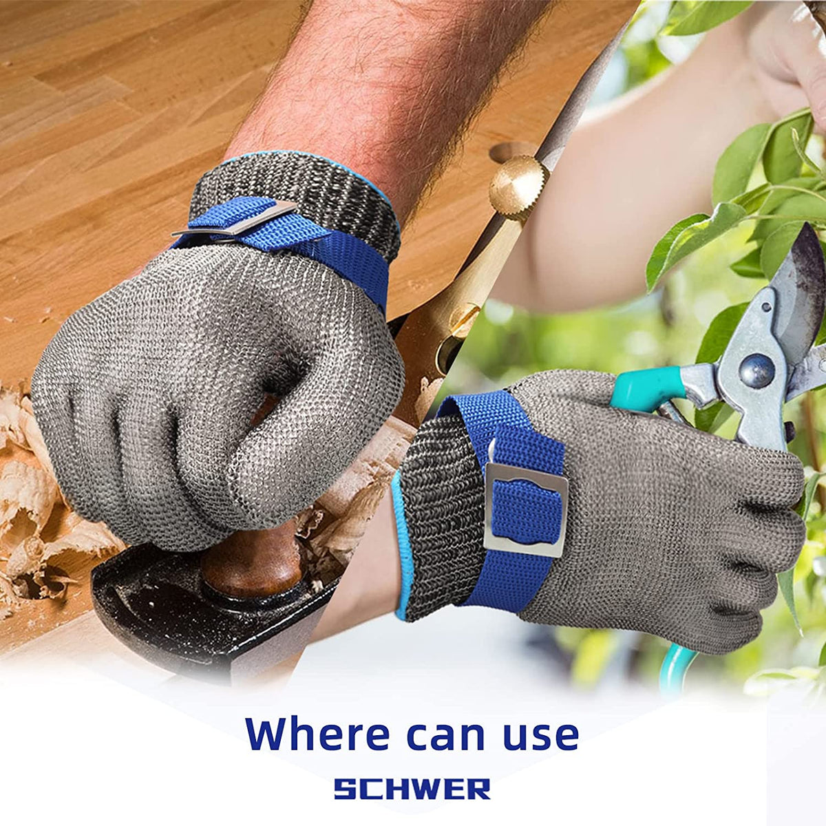 Cut-Resistant Glove 316L Stainless Steel ANSI A9 Dishwasher-Safe