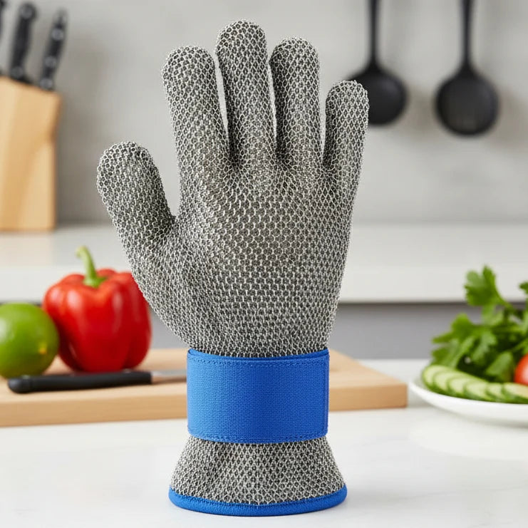 Cut-Resistant Gloves Stainless Steel ANSI A9 Flexible Fit