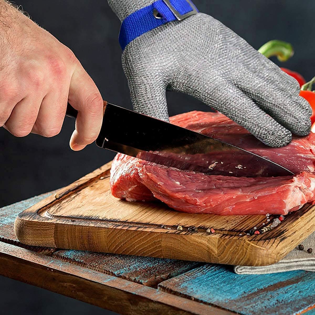 Cut-Resistant Gloves Stainless Steel ANSI A9 Flexible Fit