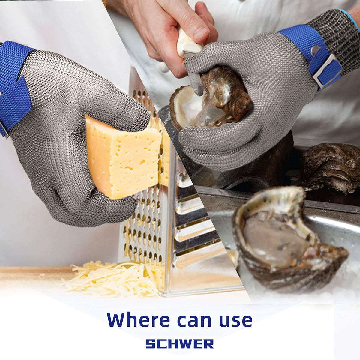 Cut-Resistant Gloves Stainless Steel ANSI A9 Flexible Fit