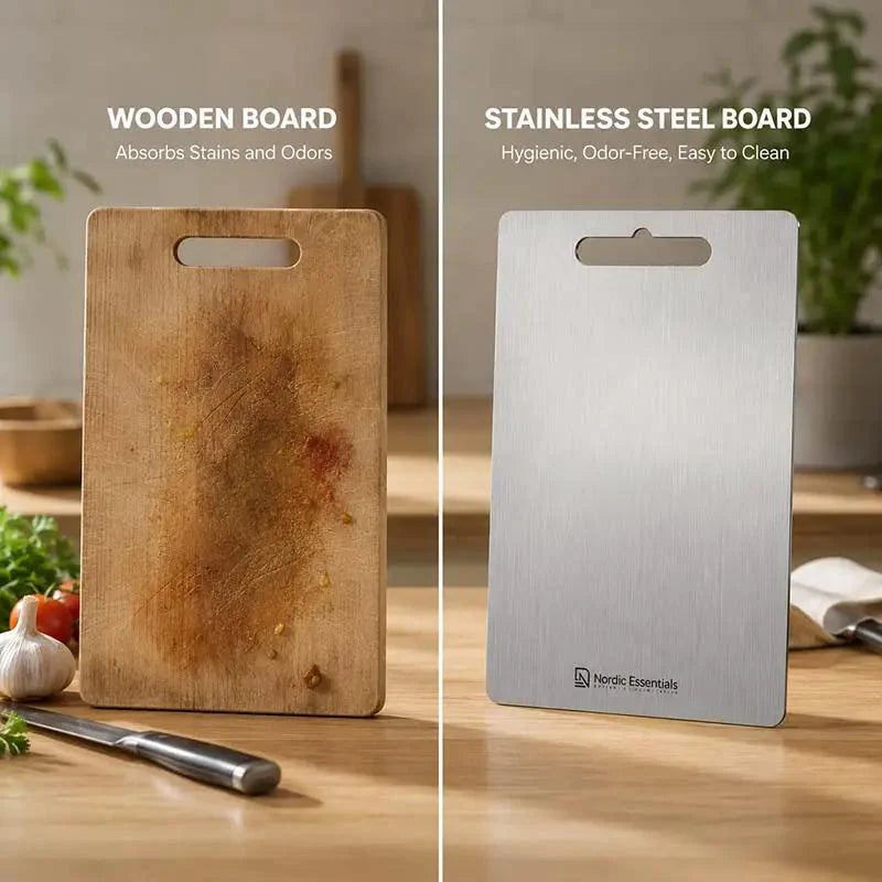 Cutting Board Double-Sided 304 Stainless Steel Easy-Clean Surface