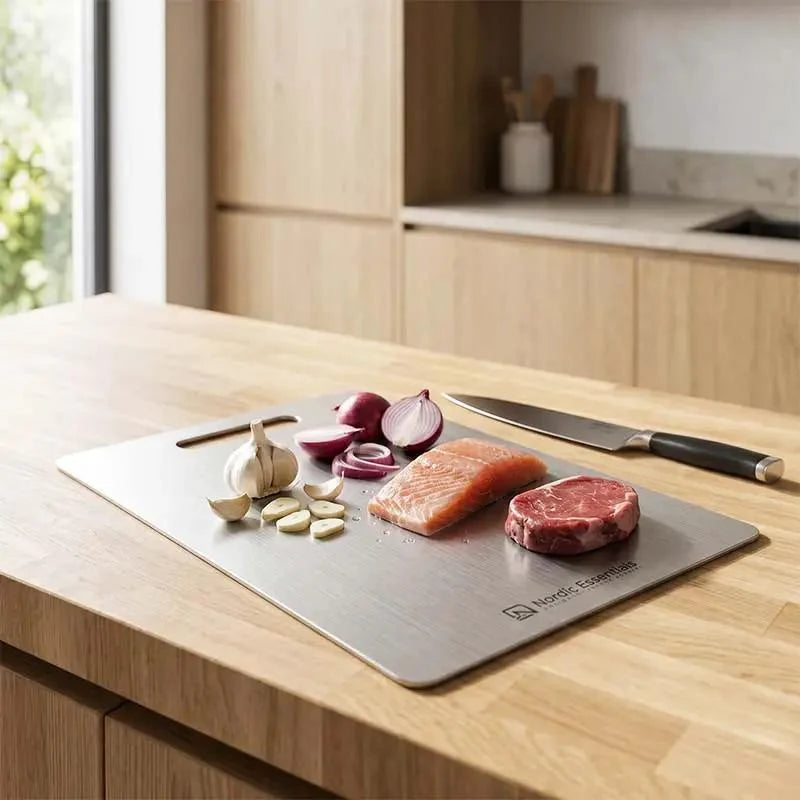 Cutting Board Double-Sided 304 Stainless Steel Easy-Clean Surface
