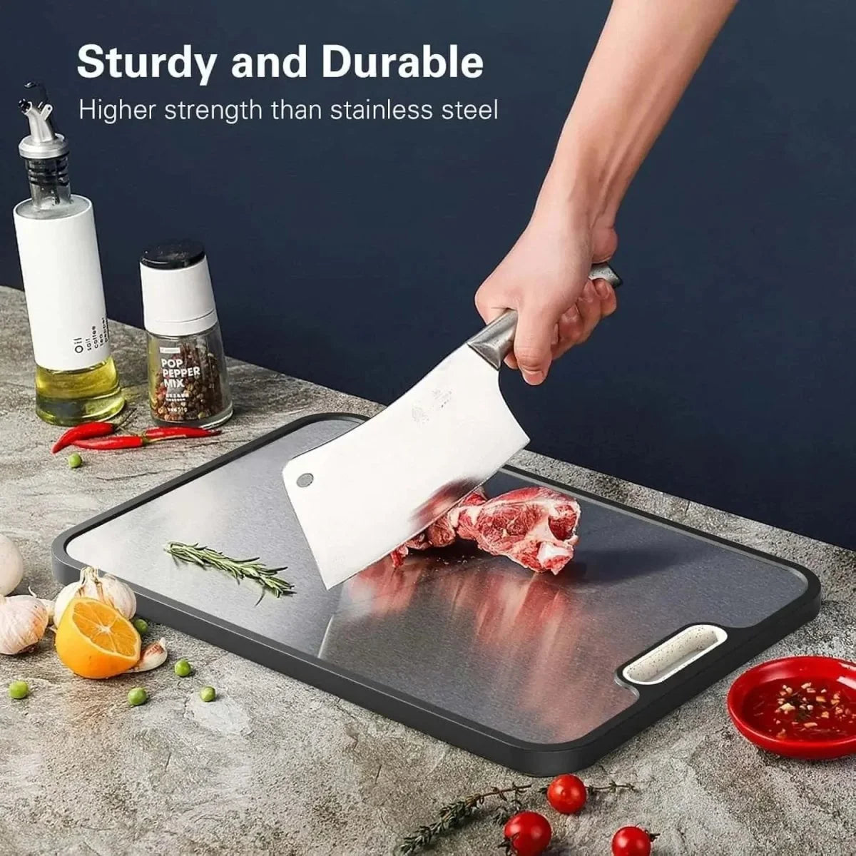 Cutting Board Titanium Double-Sided Non-Slip With Juice Groove