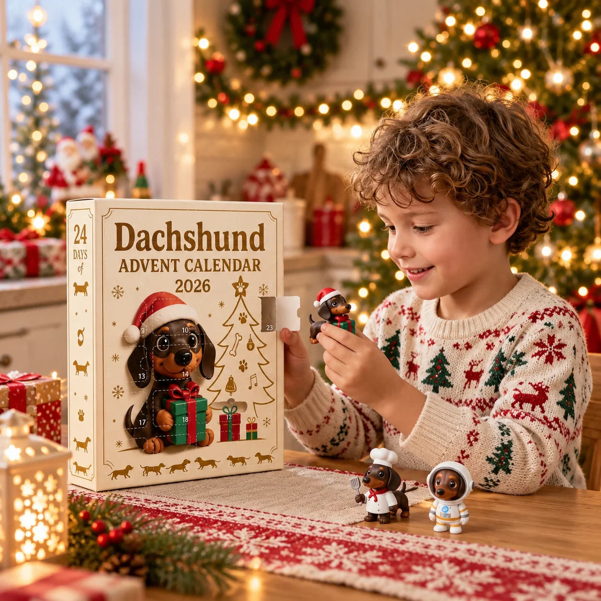 Dachshund Advent Calendar 24-Day Countdown Collectible Figurines