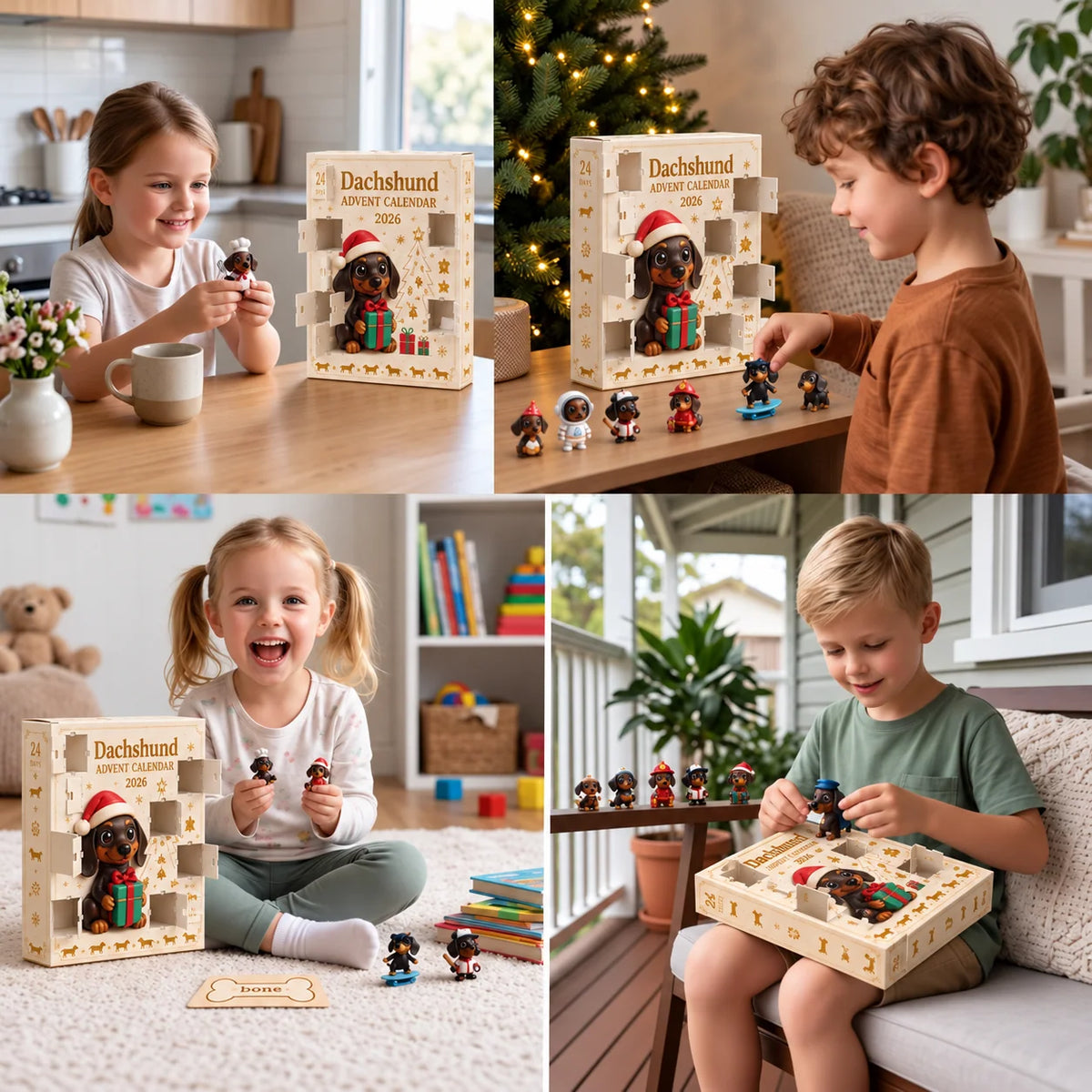 Dachshund Advent Calendar 24-Day Countdown Collectible Figurines