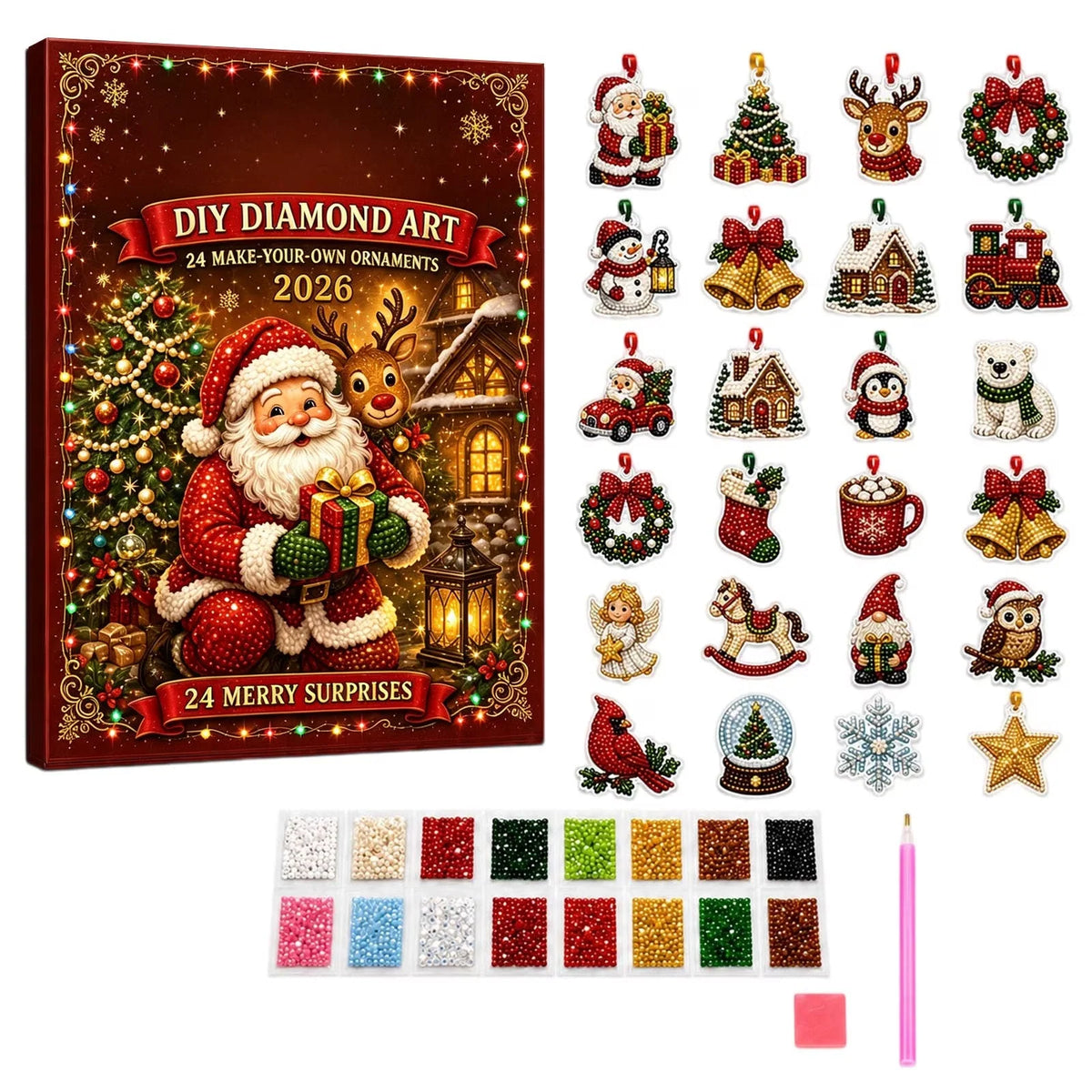 Diamond Painting Advent Calendar 24 Christmas Ornament Designs