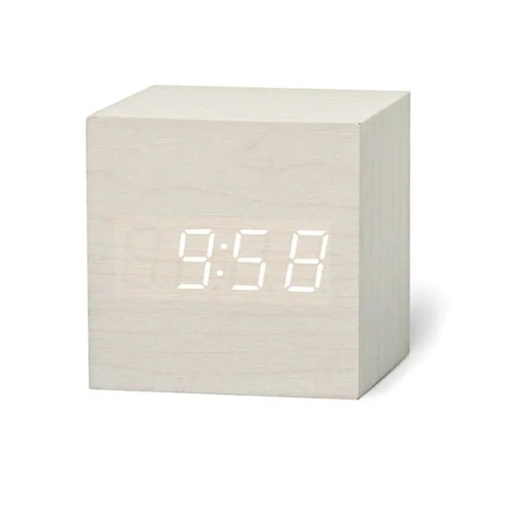 Digital Alarm Clock Compact Cube Display Temperature & Date