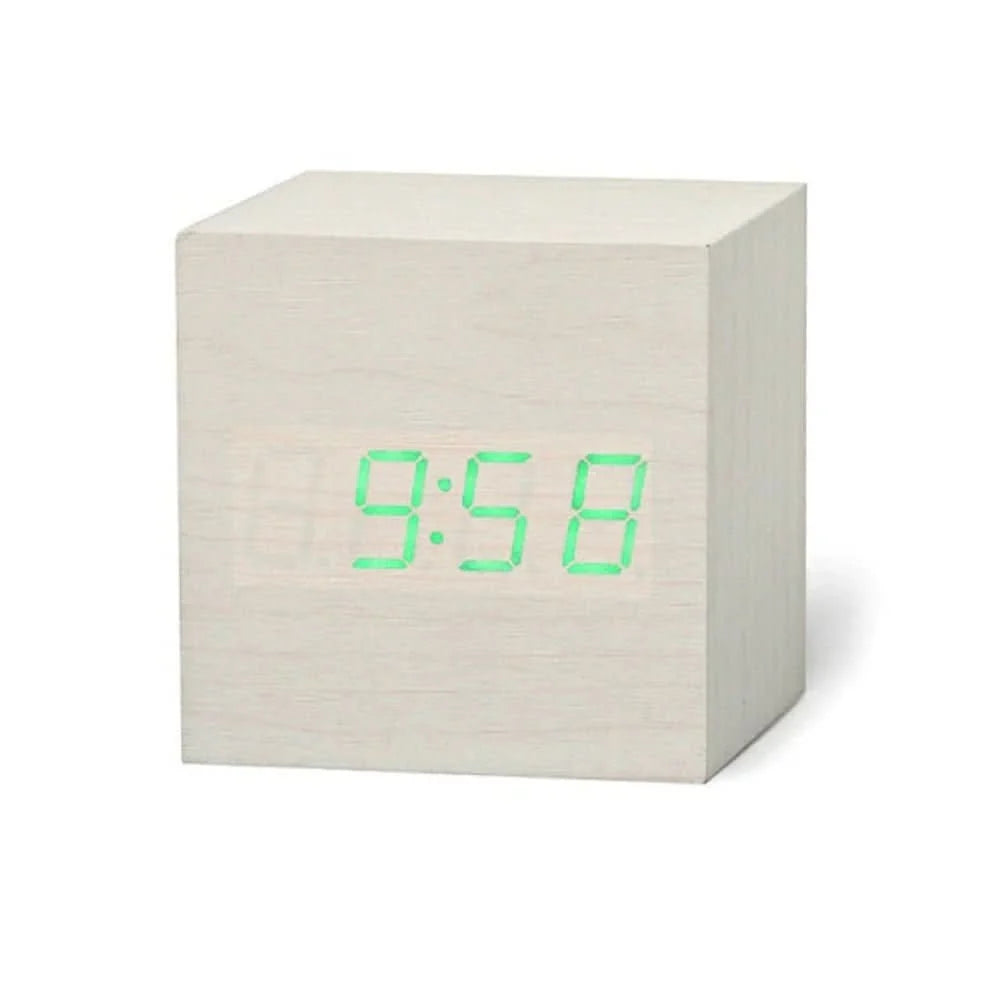 Digital Alarm Clock Compact Cube Display Temperature & Date