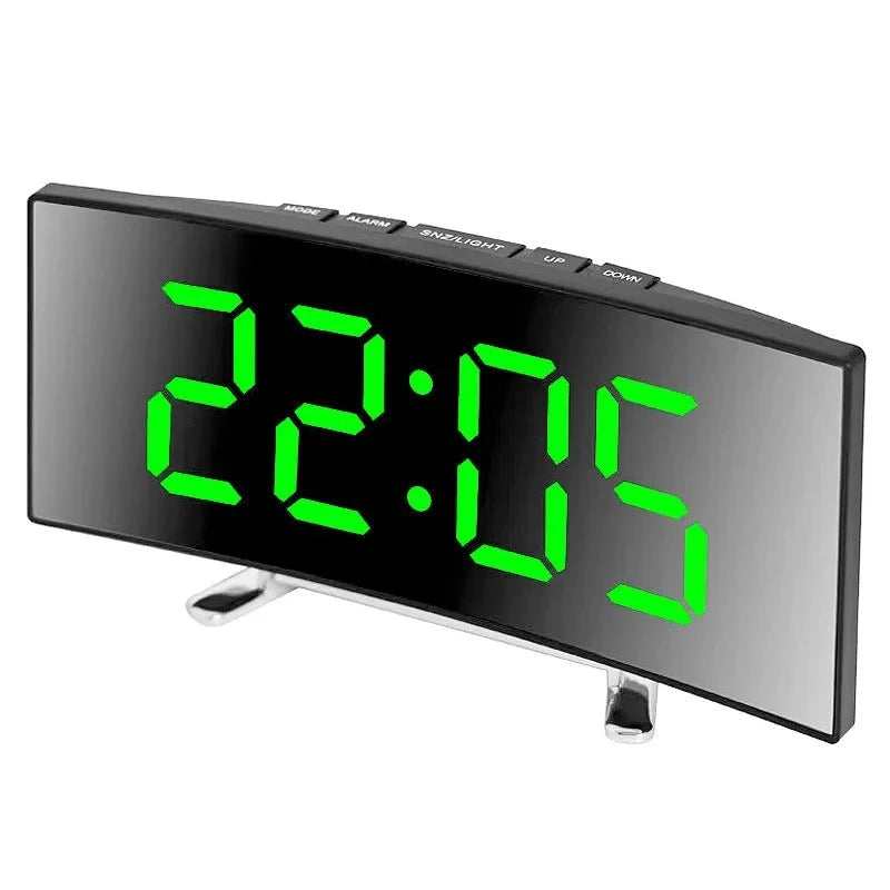 Digital Alarm Clock Large LED Display Silent Operation Mirror Finish