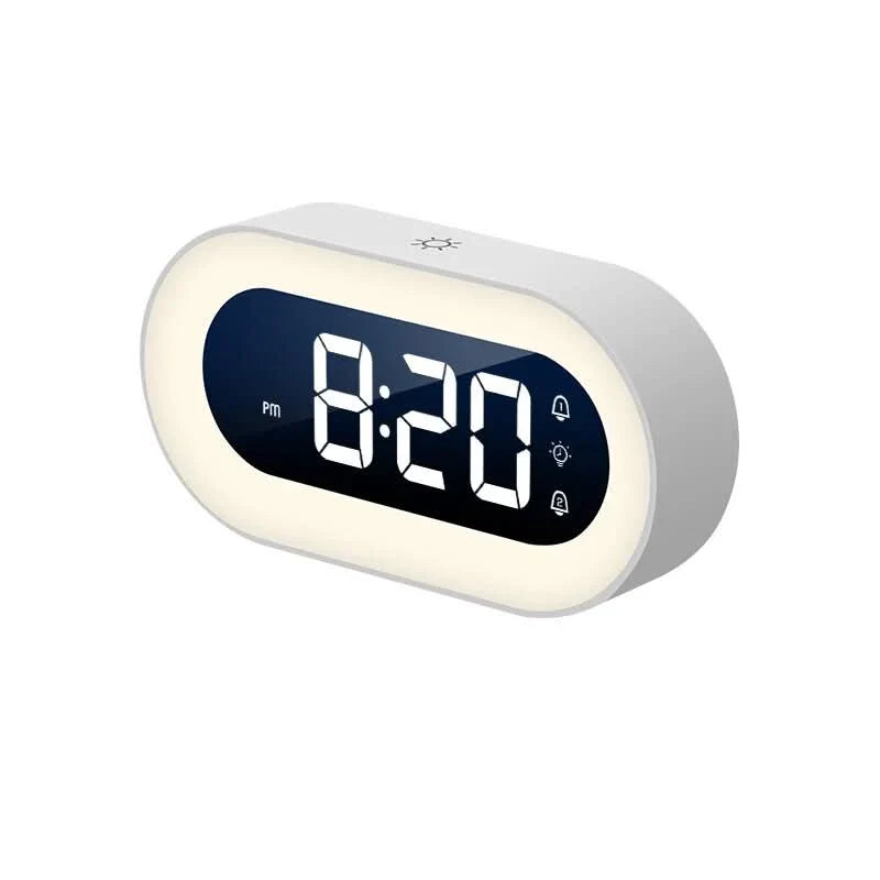 Digital Alarm Clock Rechargeable Dimmable Warm Night Light 15-Day Battery Life