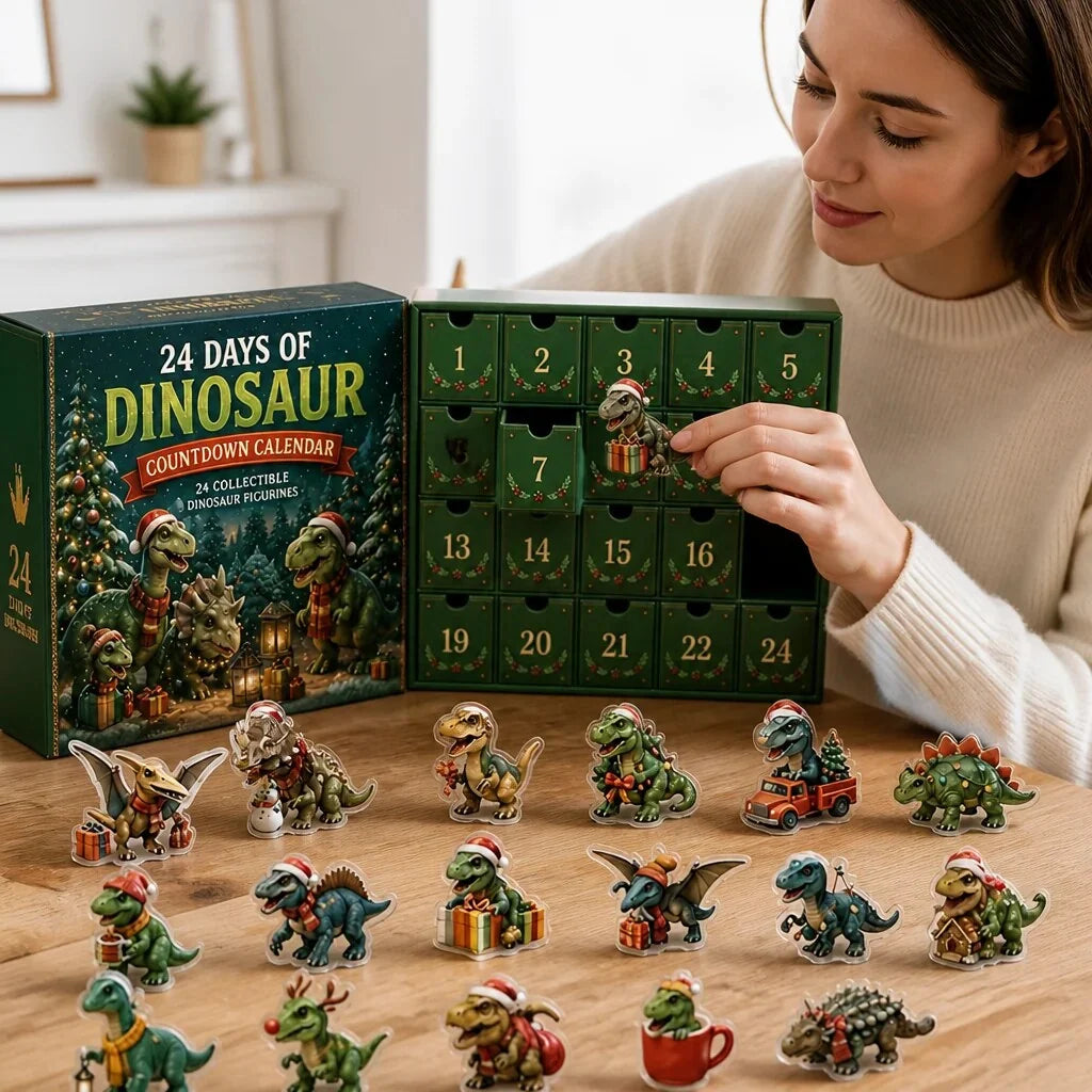 Dinosaur Advent Calendar 24 Colorful Acrylic Figures