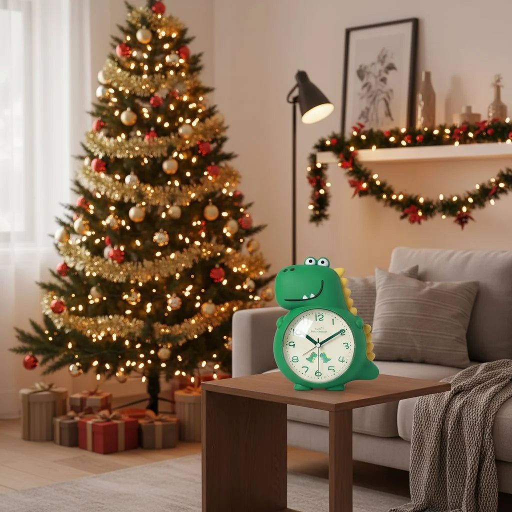 Dinosaur Alarm Clock Silent Mechanism Gentle Wake-Up Light & Dual Alarm Tones