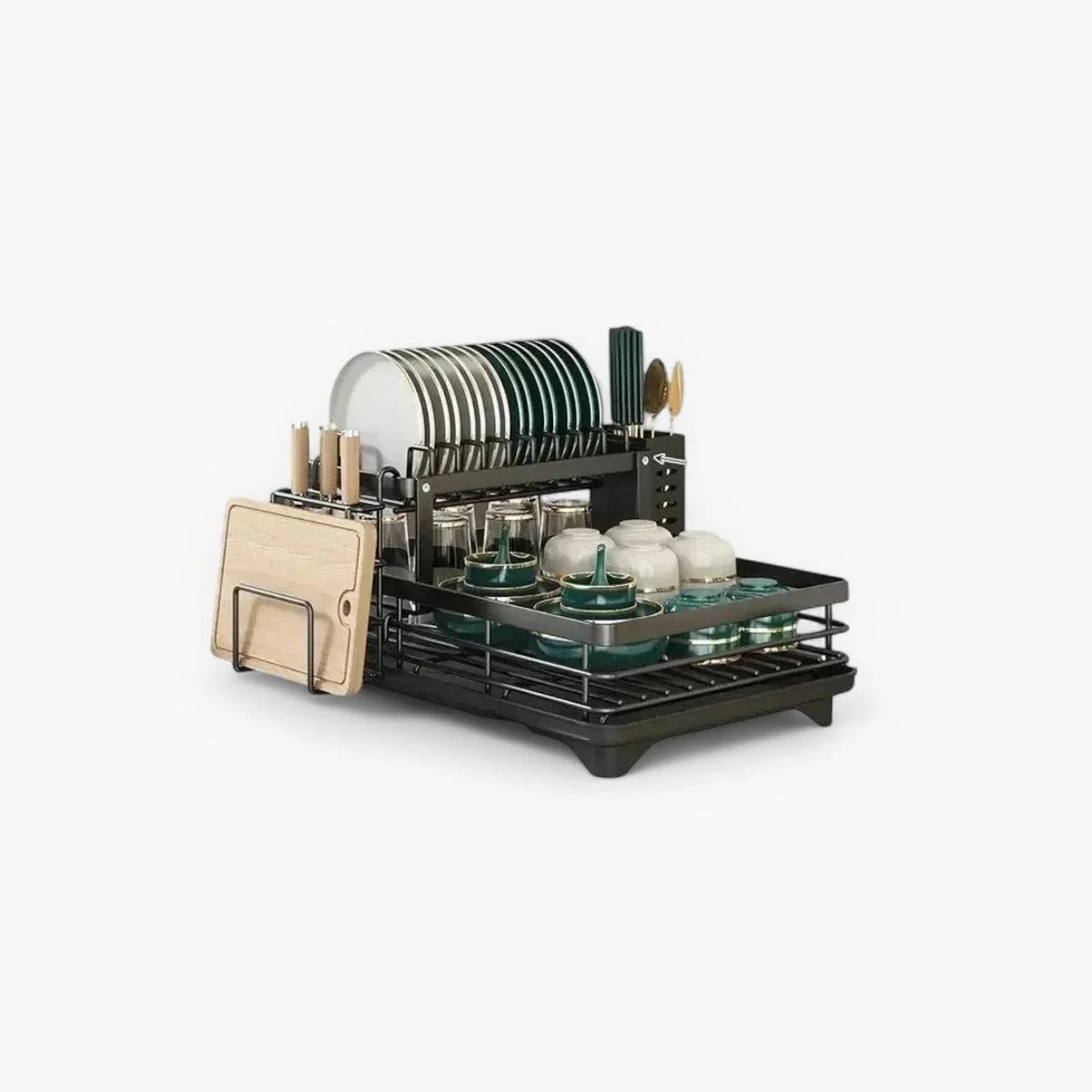 Dish Drainer Stainless Steel Space-Saving Rust-Resistant Separate Compartments
