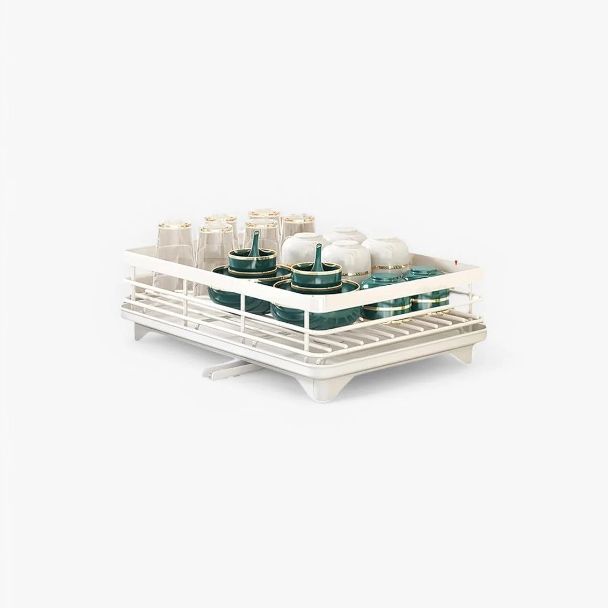 Dish Drainer Stainless Steel Space-Saving Rust-Resistant Separate Compartments
