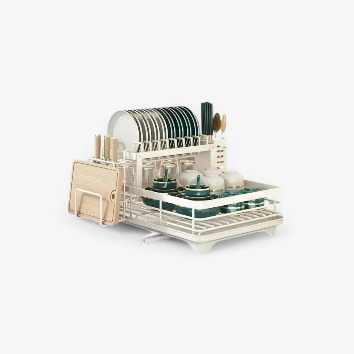 Dish Drainer Stainless Steel Space-Saving Rust-Resistant Separate Compartments