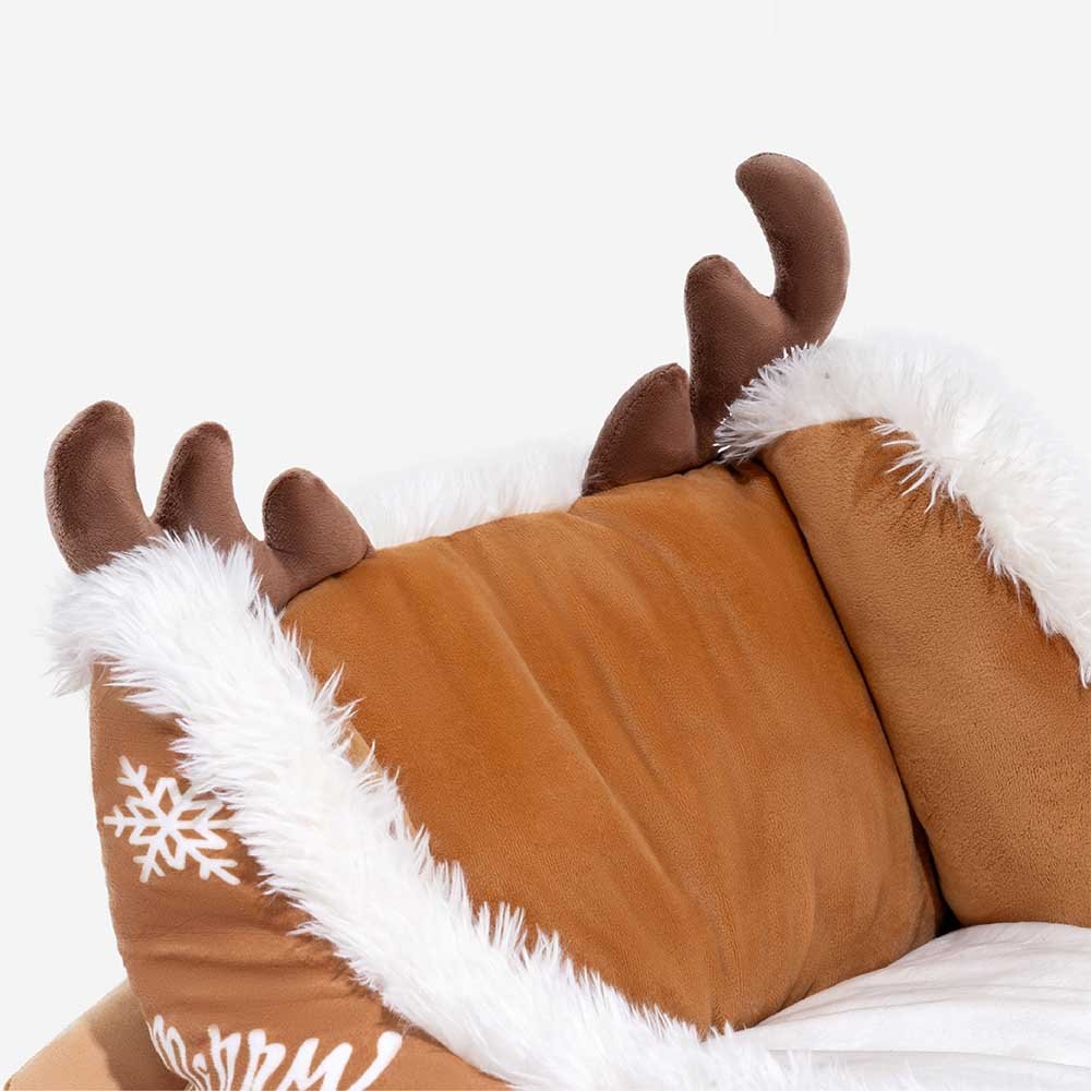 Dog Bed Christmas Sleigh Plush Velvet Non-Slip Bottom