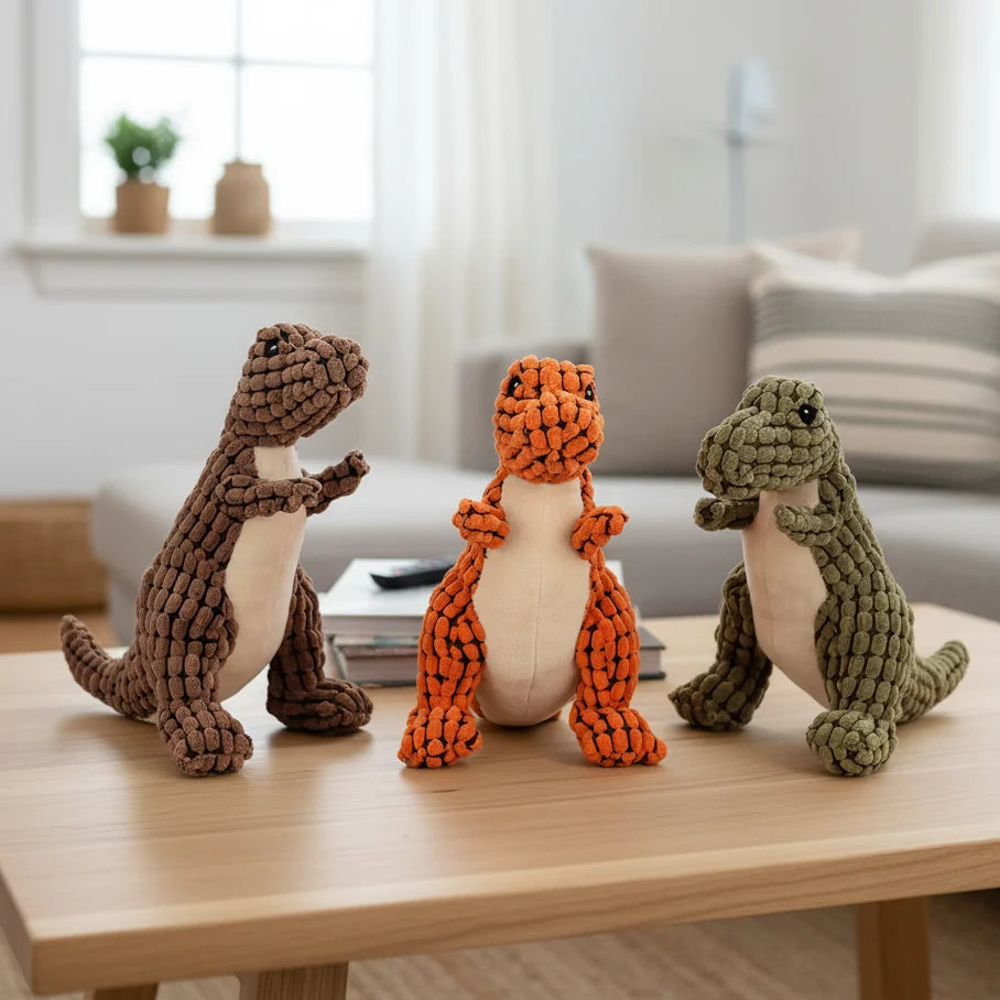 Dog Chew Toy Dinosaur Shape Durable Rubber for Strong Chewers