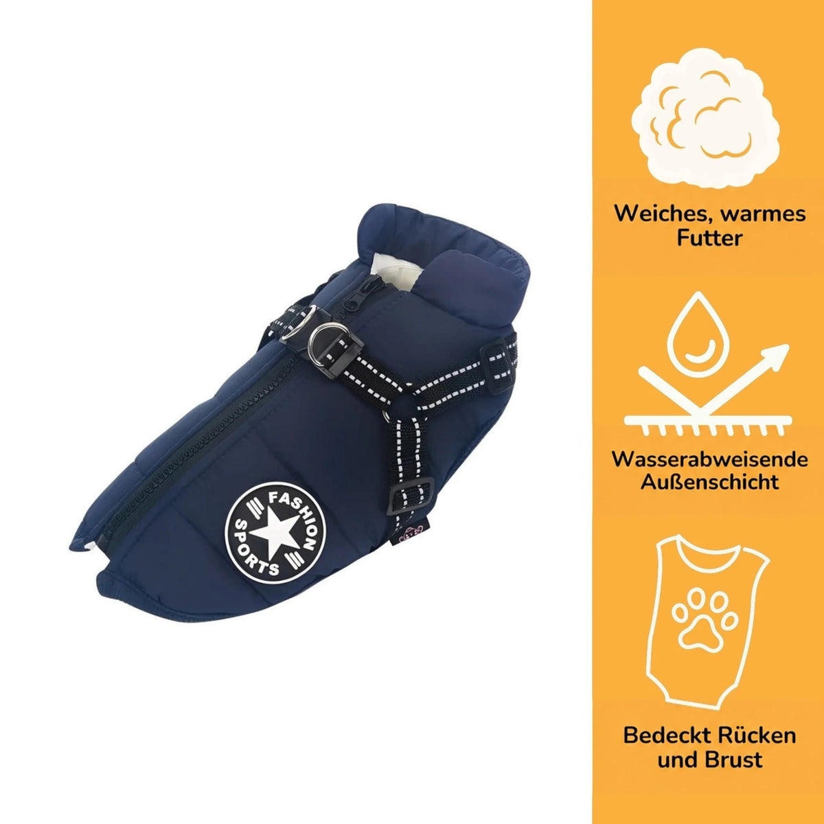 Dog Coat Padded Soft-Lined with Integrated Harness