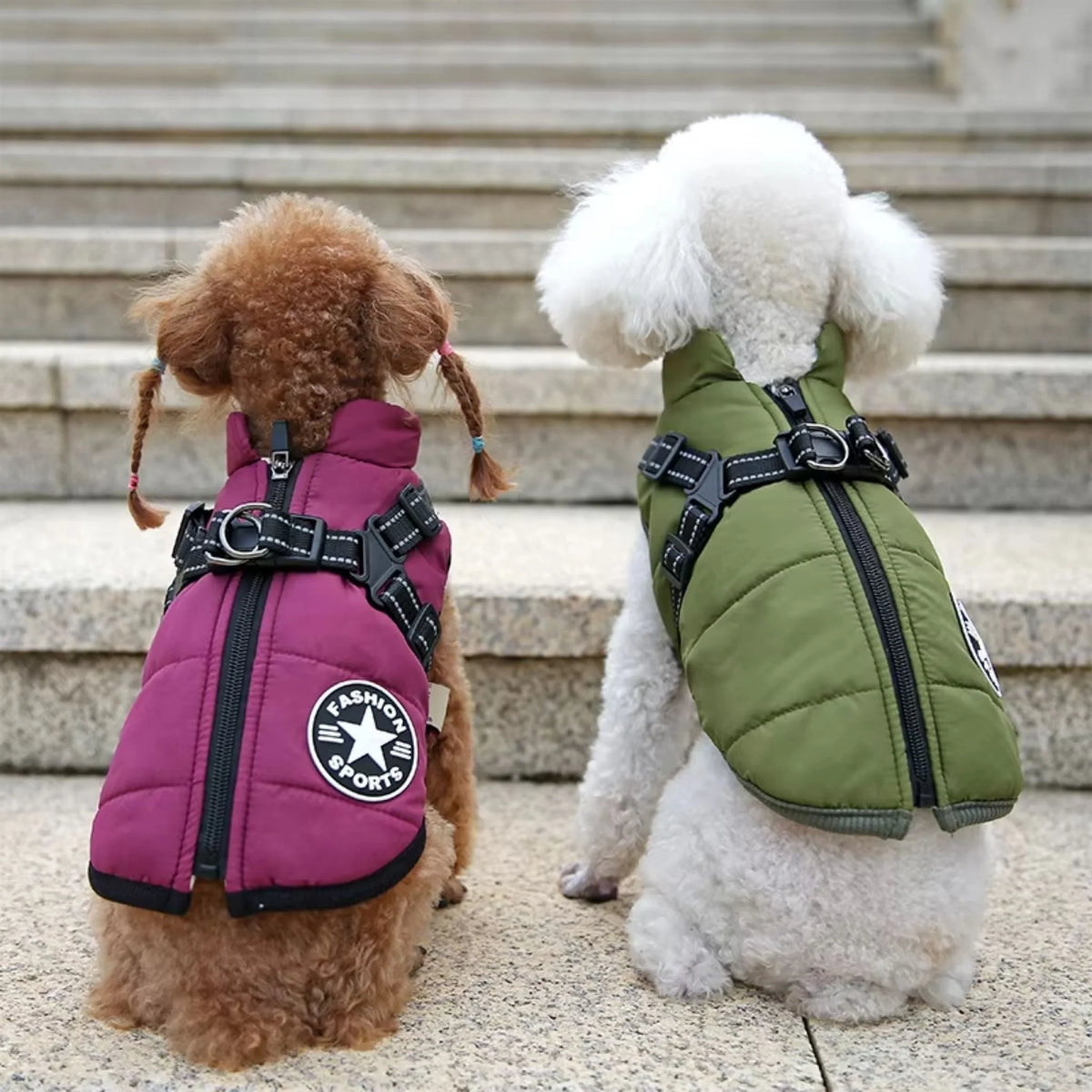 Dog Coat Padded Soft-Lined with Integrated Harness