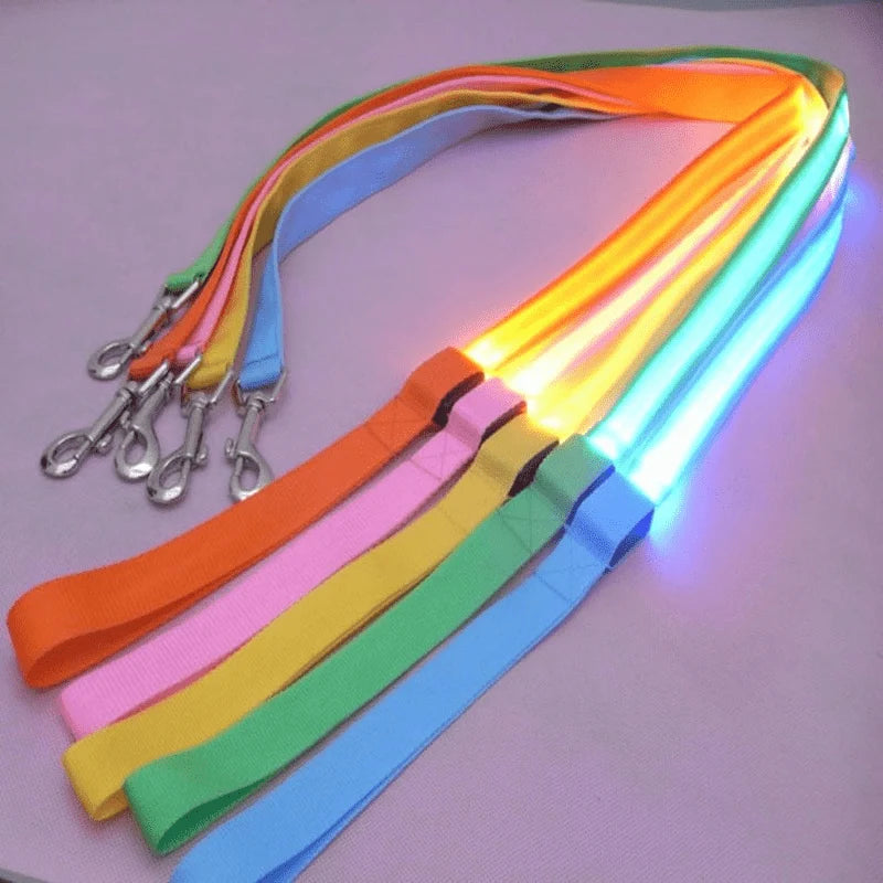 Dog Leash LED Light Reflective USB Rechargeable