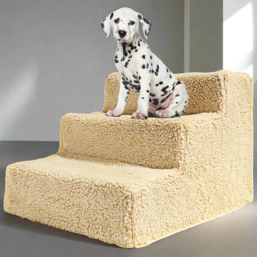 Dog Stairs 3-Step Removable Washable Fleece Cover