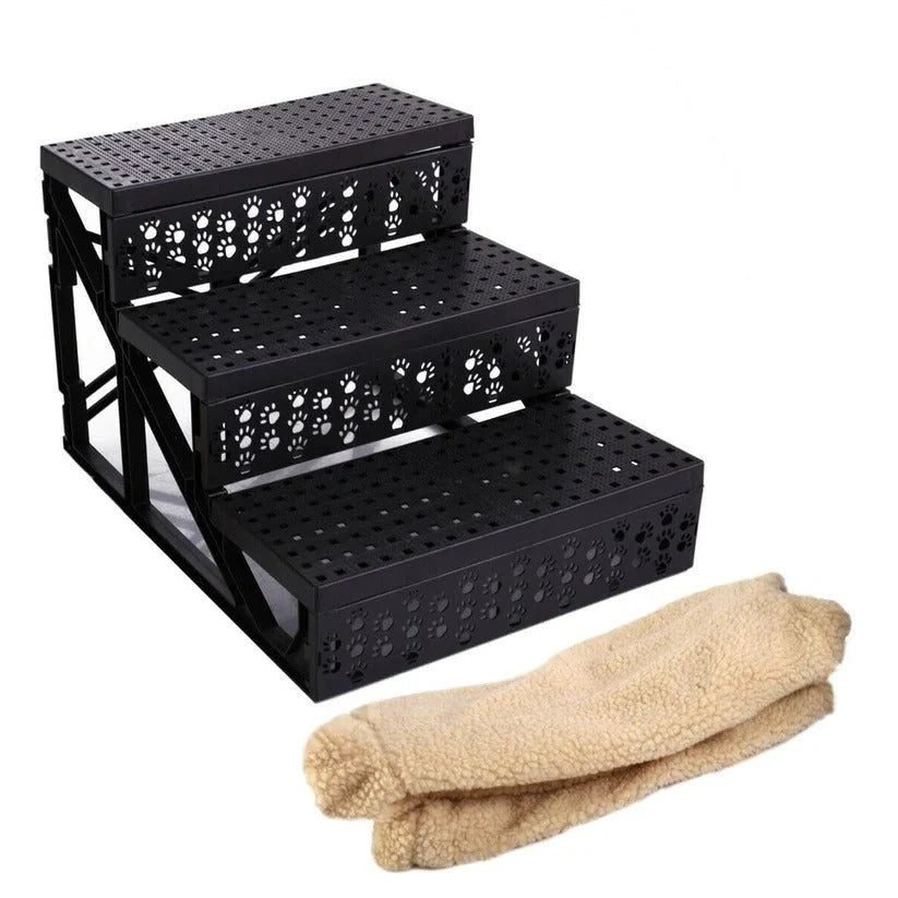 Dog Stairs 3-Step Removable Washable Fleece Cover