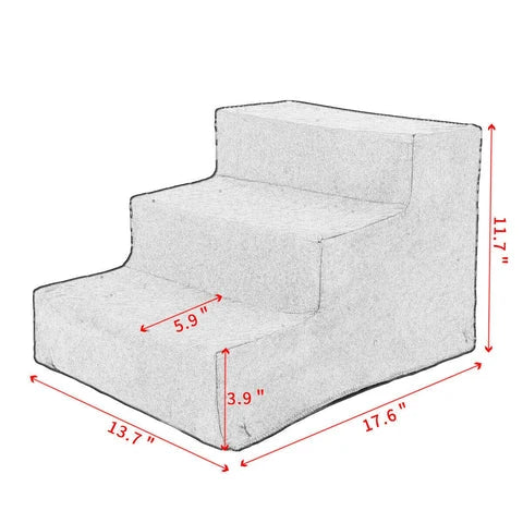 Dog Stairs 3-Step Removable Washable Fleece Cover
